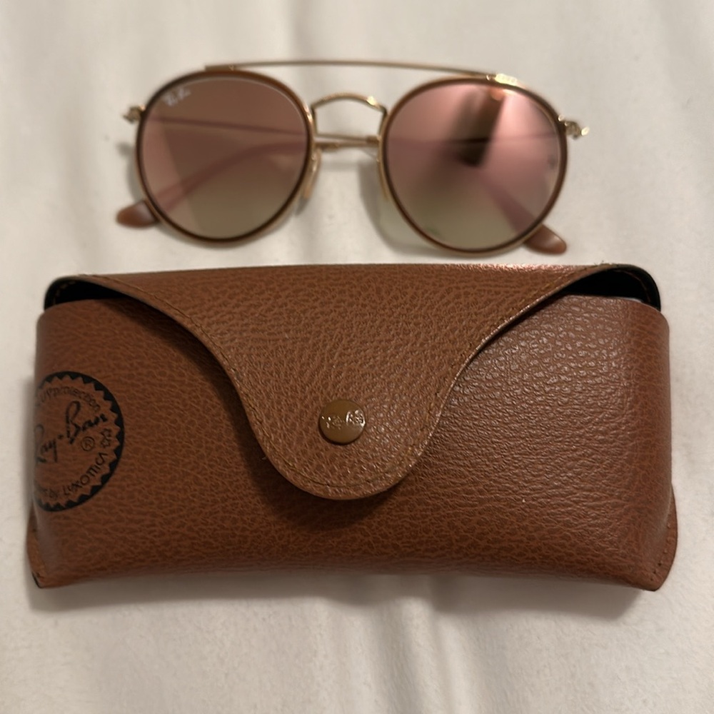 Round double bridge ray ban pink/gold